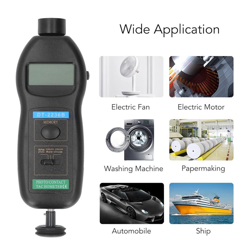 flexman Digital Tachometer, 5 Digit LCD Display Handheld Speed Guage and Photoelectric Tachometer for Measuring Conveyor Belt, Gear, Pulley Speed - Image 4